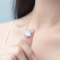 Vintage Moonlight Stone Pendant Necklace for Women Bohemian Creative Design Statement Silver Necklace Retro Female Jewelry