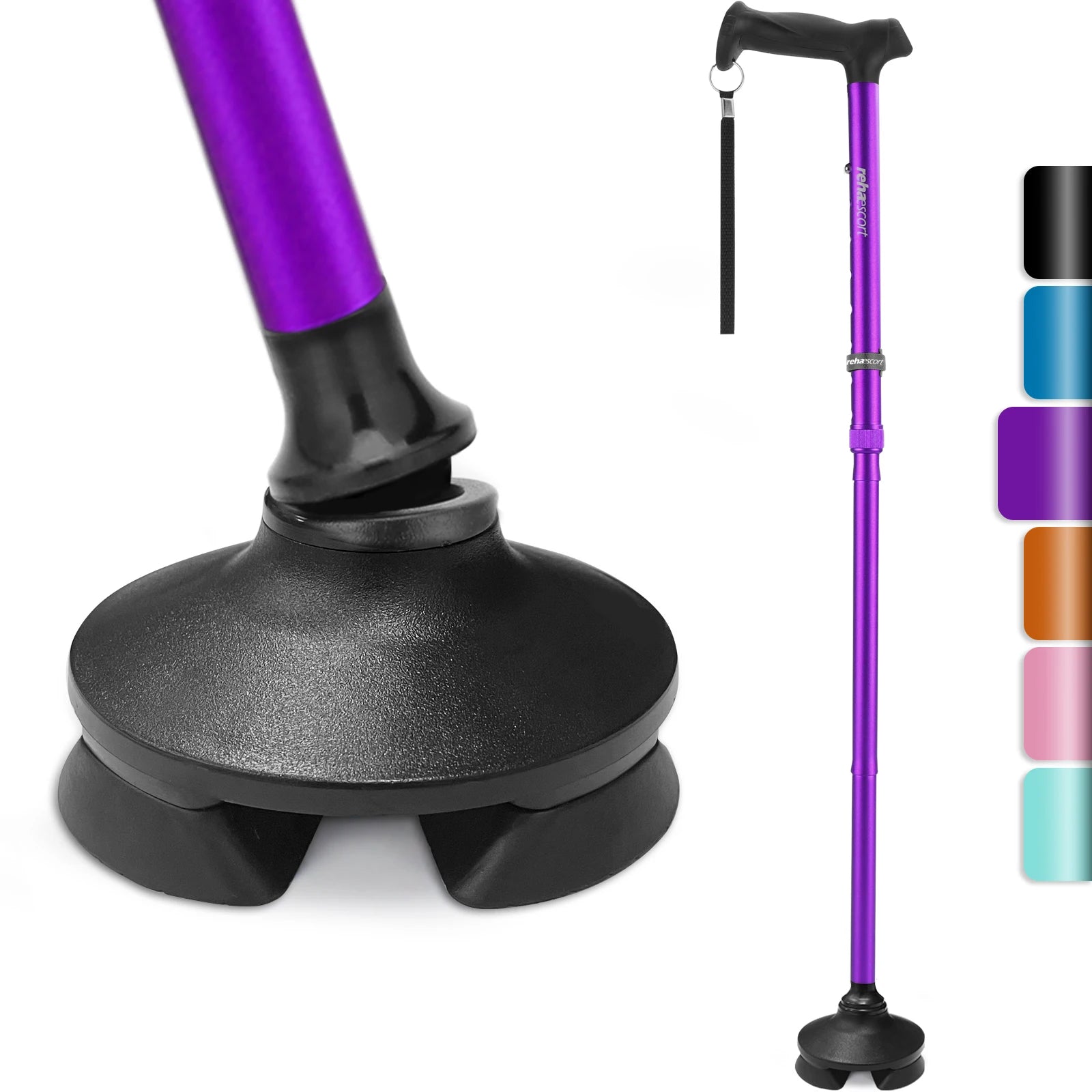 Rehaescort Medical Custom Fashion Quad Cane Aluminum Folding Adjustable Lightweight Walking Cane for Elderly