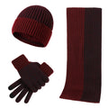 Womens Men Winter Warm Knit Beanie Hats and Touchscreen Gloves Long Scarf Sets With Thick Fleece Lined