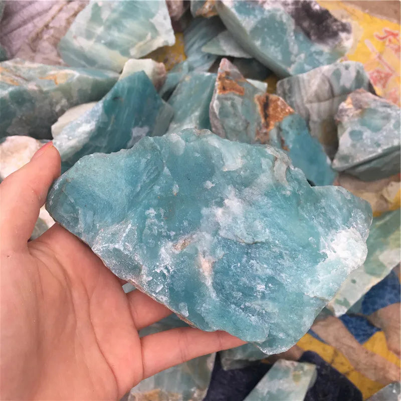 Wholesale Polished Crystal Rough Stone Feng Shui Natural Crystal  Stone Blue Amazonite Raw Mineral Gemstone Love Crystal Image