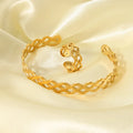 Fashion Non Tarnish Stainless Steel Gold Plated Bracelets Large Hollow Open Adjustable Wave Cuff Bracelet Pulseras Y Brazaletes