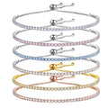 GB03 S925 Sterling Silver 3MM Width Cubic Zirconia CZ Stone Iced Out Diamond Adjustable Tennis Bracelet for Women Fine Jewelry