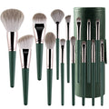 New Arrival 14pcs Brush Makeup Wood Handle Cosmetic Brush Set Green Color Makeup Brushes with Tube
