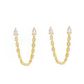 Fashion Gold Plated Link Chain Shaped Women Girl Stud Chain Zircon Earings