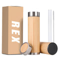Eco-friendly Double Wall Tea Infuser Insulated Vacuum Stainless Steel Bamboo Lid Water Bottle