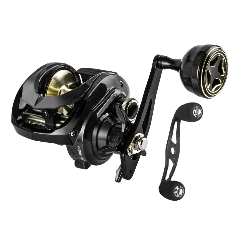TAKEDO SW 300H Carbon Fiber Baitcasting Reel Line Counter Saltwater 15KG Drag Power Lightweight Baitcast Jigging Fishing Reel
