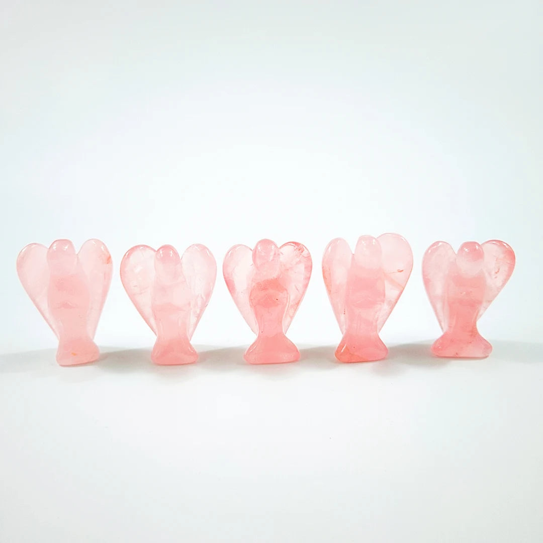 Huiying Hand Carved Natural Rose Quartz Crystal Stone Decorative Angels for Sale Crafts 1.5 Inch