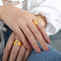 European and American Titanium Steel 18K PVD Plating Exaggerated and Personalized Ring Hollow Matching Czech Diamond Women Rings