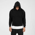 Premium Men's Basic Hoodies Raw Hem Cut Loose Cozy Heavy Fitting Monk Style Embroidered Design-Cotton Polyester Fleece Fabrics