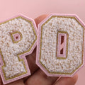 Customized Handmade Embroidered Pink Alphabet Iron-On Chenille Letter Patches with Sequins and PVC for DIY Hat Decoration