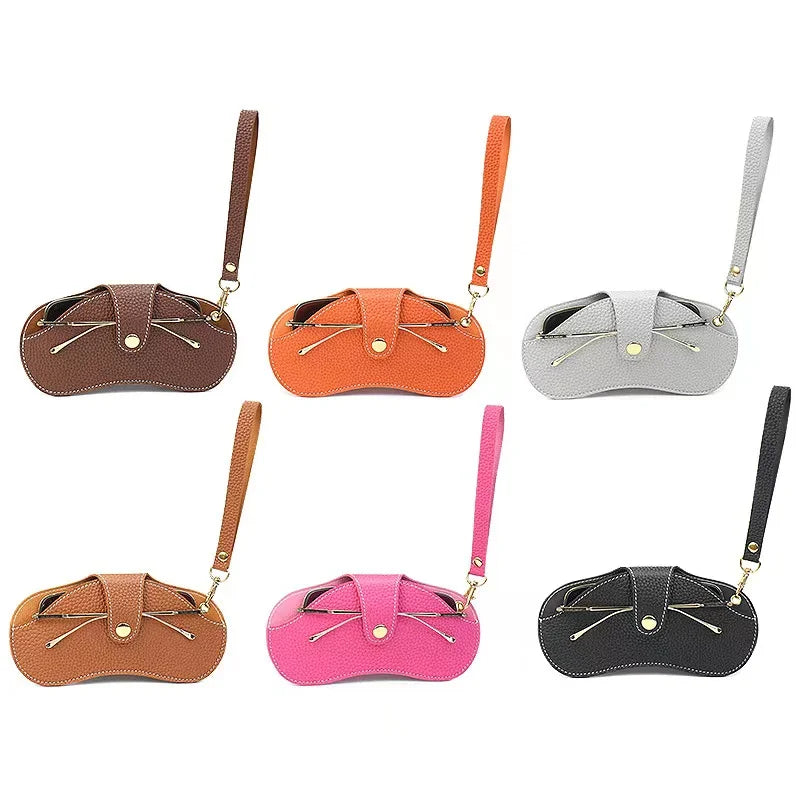 Portable Handmade PU Leather Velvet Sunglasses Pouch Glasses Cases Glasses Storage Bag