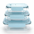 BPA Free Microwave Oven Safe Leak-Proof Air-Tight Rectangle Glass Lunch Box Plastic Lid for Home Kitchen Food Storage Containers