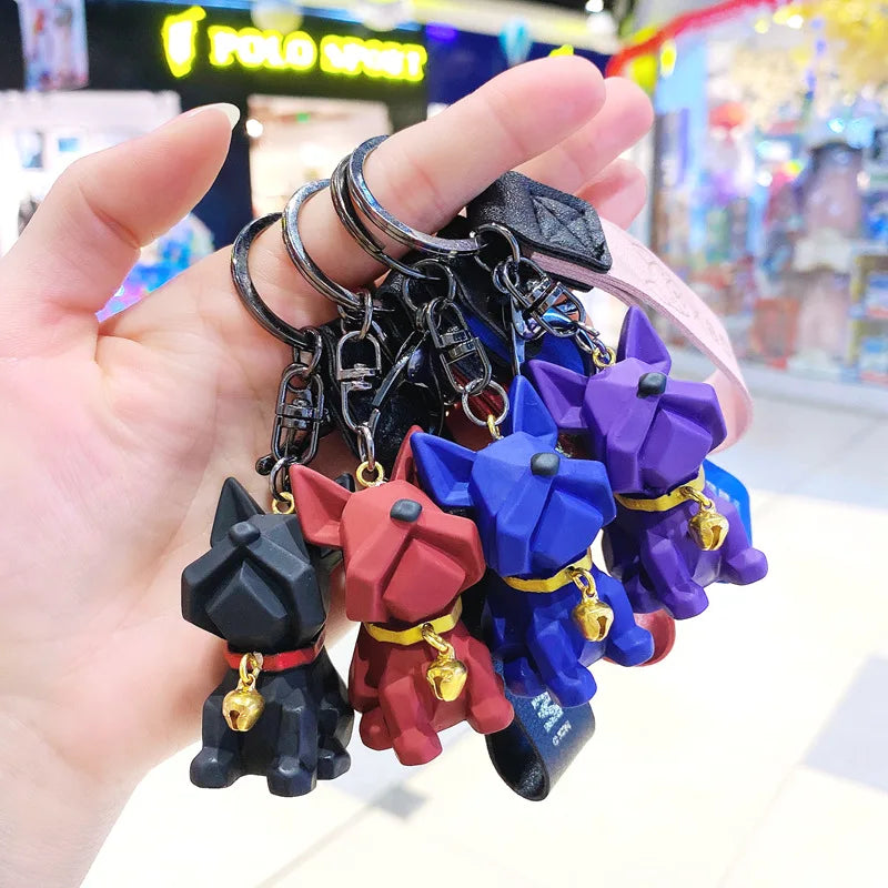 Cute Dog Bag Charm with Bell Resin Puppy Pendant Keychain