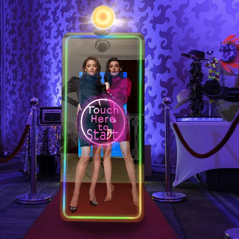 Dropshipping Portable Wedding Magic Mirror Photo Booth Selfie Booth Mirror Photo  Touch Screen  Kiosk Full Length Mirror Slim