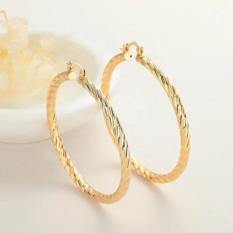 Bijouterie Joyeria Bisuterias Oro Wholesale Earrings Women Modern 18K Gold Plated Brass Zircon Hoop Earrings Bulk for Women
