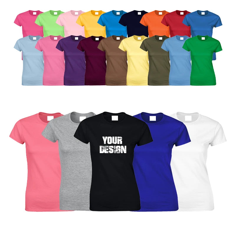Wholesale Oem Odm 180gsm 100% Cotton Customized Logo Printed Blank Tshirts Plain Women T Shirt for Women