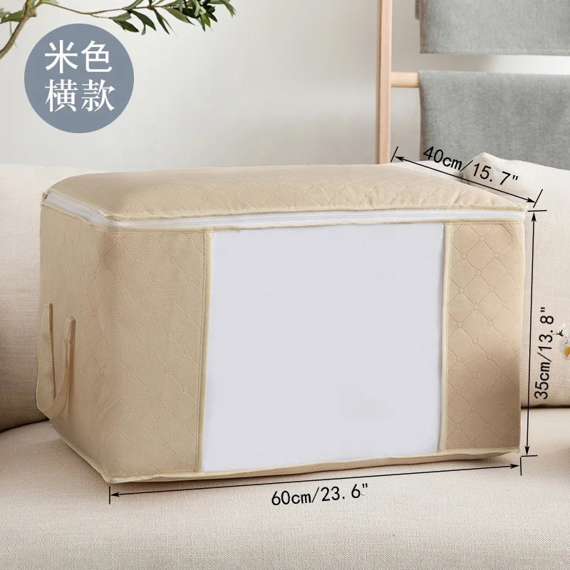 Large Capacity Clothes Storage Bag Organizer Breathable Clothing Storage Bag Foldable Non-woven Storage Bag