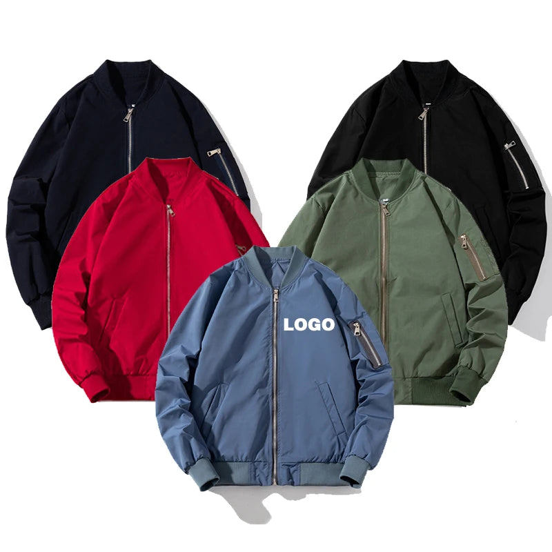 Wholesale Autumn Waterproof Flight Jacket Baseball Bomber Blank Jacket Men Windbreaker Coats