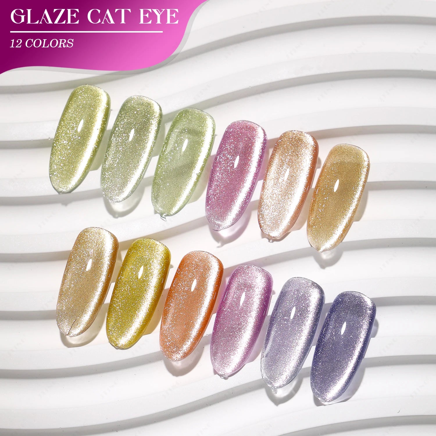 JTING High Density 12colors Glaze Cat Eye Gel Polish Collection Flash Powder Cat Eye Gel Nail Polish ODM Custom Private Brand