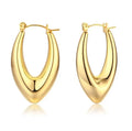 Bohemian Stainless Steel Gold Chunky Hoops Dainty V Shaped Oval Round Thick Hoop Earrings Gold Plated
