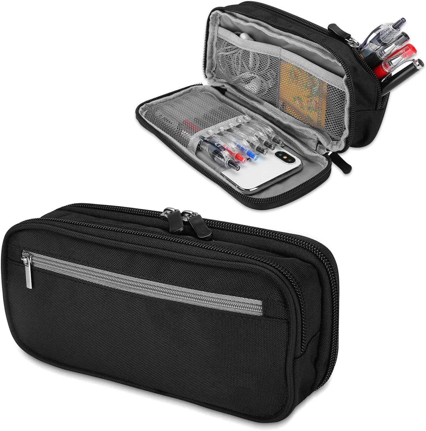 Pencil Case Pen Bag Two Layers Big Capacity Pencil Pouch Pen Organizer Durable Stationery Holder