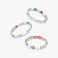 925 Sterling Silver Delicate Stacking Rings Heart Star Infinity Rainbow Color Enamel Finger Rings for Women Fine Jewelry