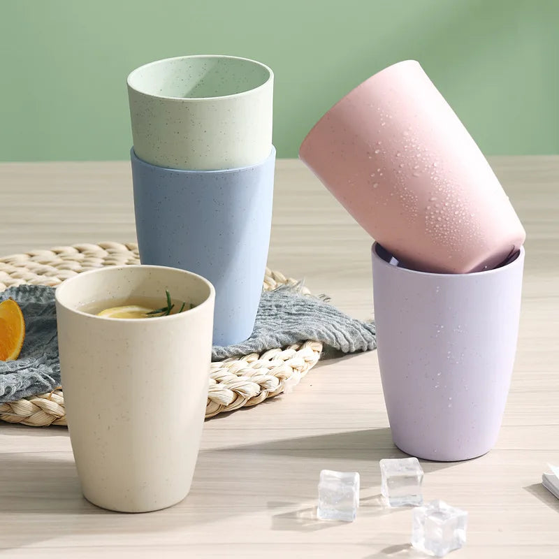 New Wheat Straw Plastic PP Water Cup Household Drinking Coffee Tea Juice Eco Friendly Reusable Cups