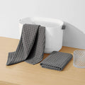 Waffle Weave Kitchen Towels Thick Microfiber Dish Drying Cloths Absorbent Tea Towels Lint Free 16Inch X 24Inch Golf Towel Gray