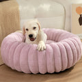 Factory Direct Sales New Vertical Rabbit Plush Round Pet Bed Comfortable Donut Dog Bed Soft Washable Cat Mat Pet Cushion