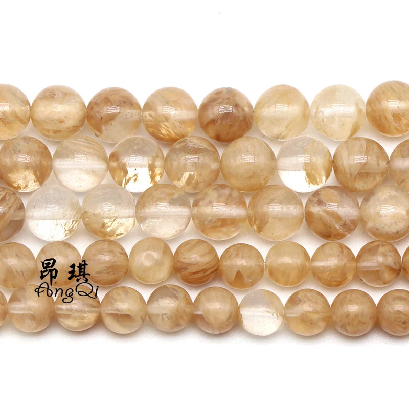 Natural Tea Watermelon Crystal Glass Stone Beads Loose Round Loose Crystal Quartz Beads for Jewelry Making Glass Bead