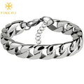Stainless Steel Jewelry Pulseras De Hombre Male Hip Hop 18K Gold Plated Link Chain Bracelet for Men