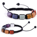 Fashion Handmade Adjustable Quartz Amethyst Tiger Eye Beads 7 Chakra Healing Natural Stone Bracelet Jewelry for Women Men