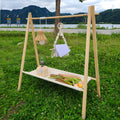 IRONDONKEY Outdoor Wooden Shelf Portable Barbecue Tools Camping Hanging Folding Rack