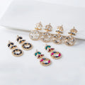 2024 Trendy Oval Shape Pendant Earrings Fashion Jewelry Colored Rhinestone Crystal Round Dangle Earrings for Women