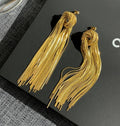 New Fashion Personality Cold Wind Brass Plated 18k Gold Knotted Long Tassel Earrings Jewelry Customization