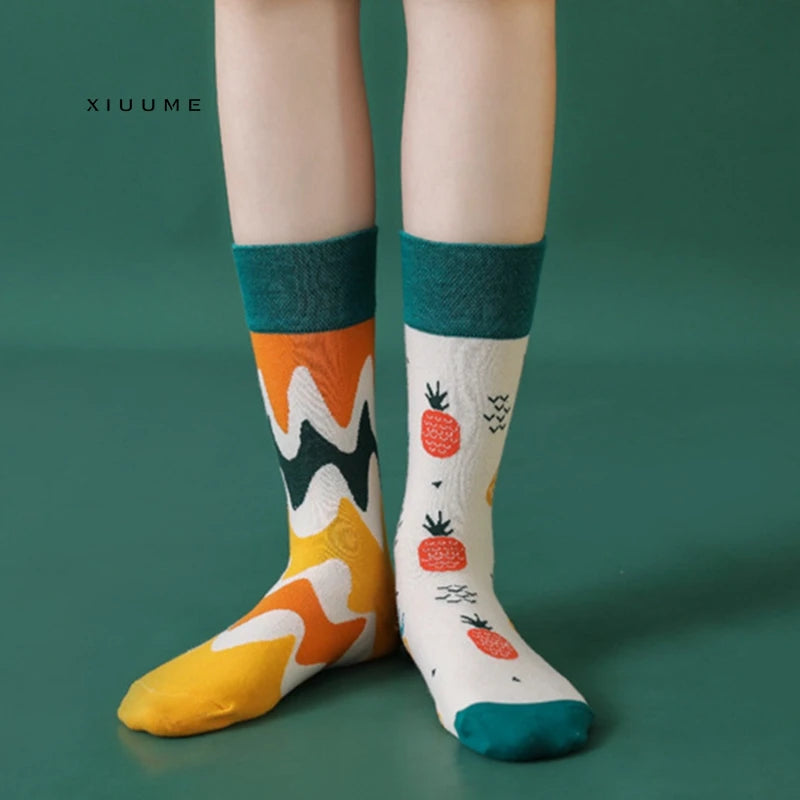 Custom Jacquard Adult Cotton Cartoon Winter Tube Socks 2021 Original Design Fashion AB Brand Professional Business Casual Men