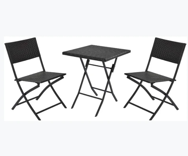 WOQI Wholesale Delivery Outdoor Patio Bistro Garden Folding Chair Table Set
