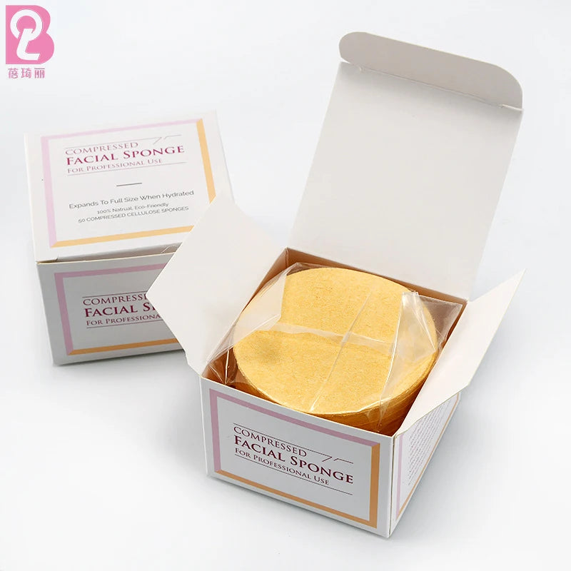 Beiqili 50 Count Compressed Facial Sponges Wood Pulp Charcoal Grey Washable Cleaning Sponge for Facial Cleansing Makeup Removal