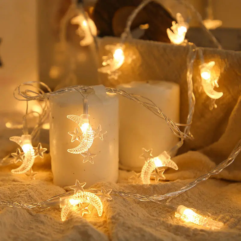 Wholesale Eco-friendly Xmas Led Decor Night Atmosphere Light String Star Shape Christmas Scene Layout Color Lights
