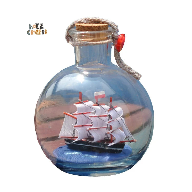 HOYE CRAFTS Glass Crafts Gifts Sailing Boat in Drift Bottle Wishing Bottle