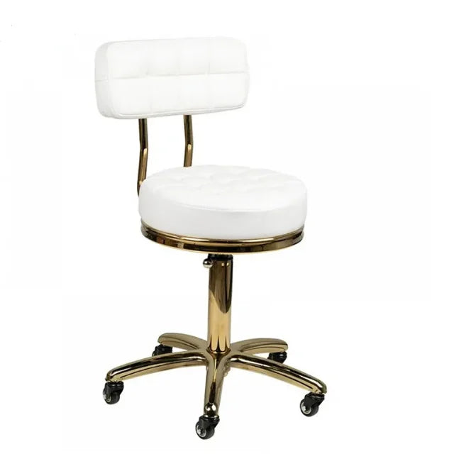 Gorgeous Beauty SPA Adjustable Rolling Gold Barber Chair Salon Stool Modern Design Stainless Steel Bedroom Living Room