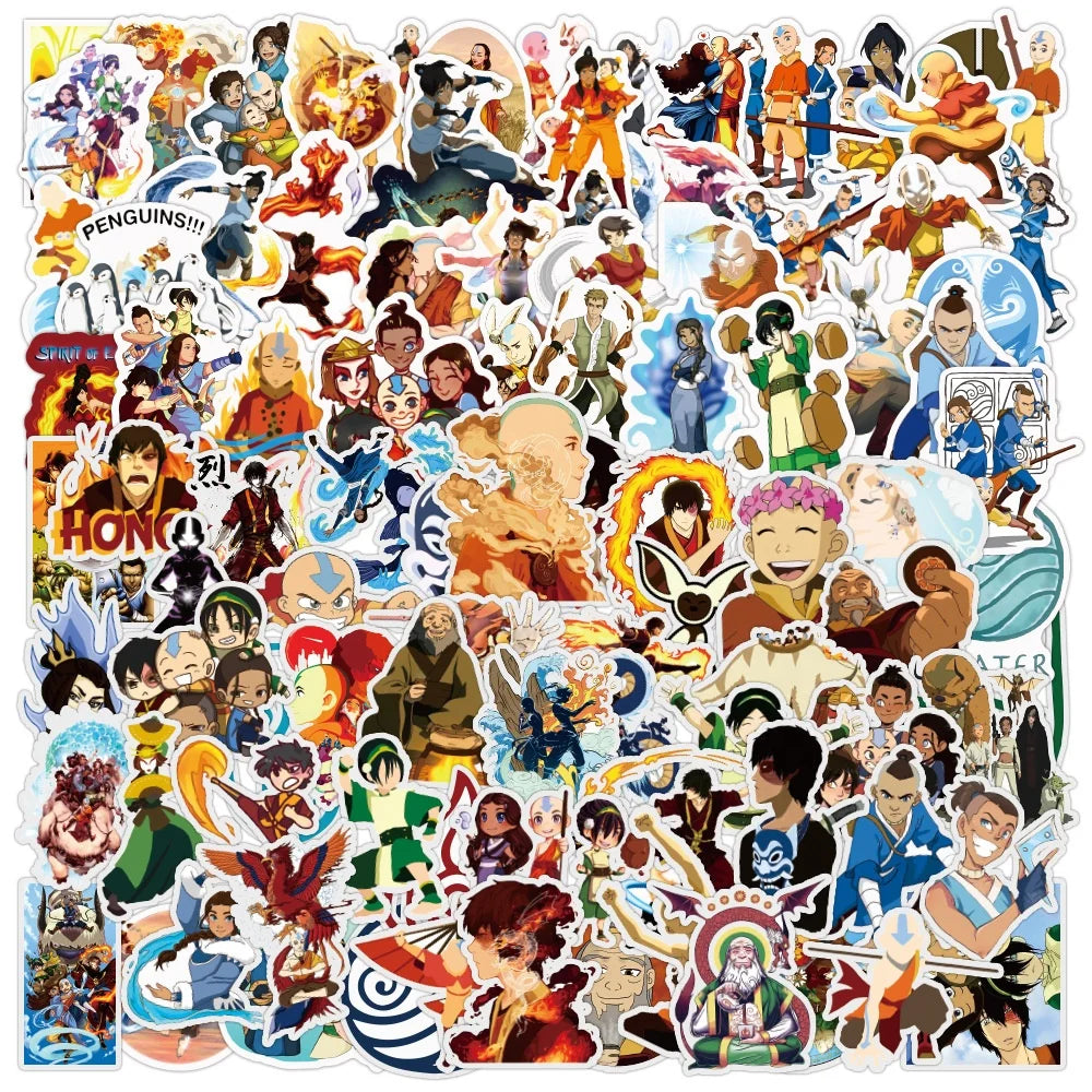 100Pcs America Anime the Last Airbender Sticker Cartoon for Boy Children Skateboard Luggage Laptop Decorative Stickers