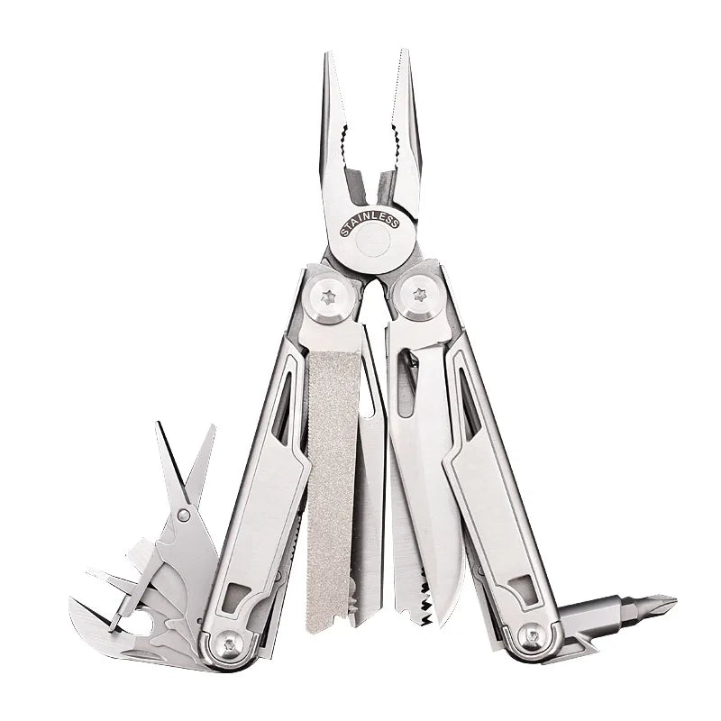 Custom LOGO Outdoor Camping Portable Pocket Compass Foldable Multitools Multi Functional Knife Stainless Steel Multitool Pliers