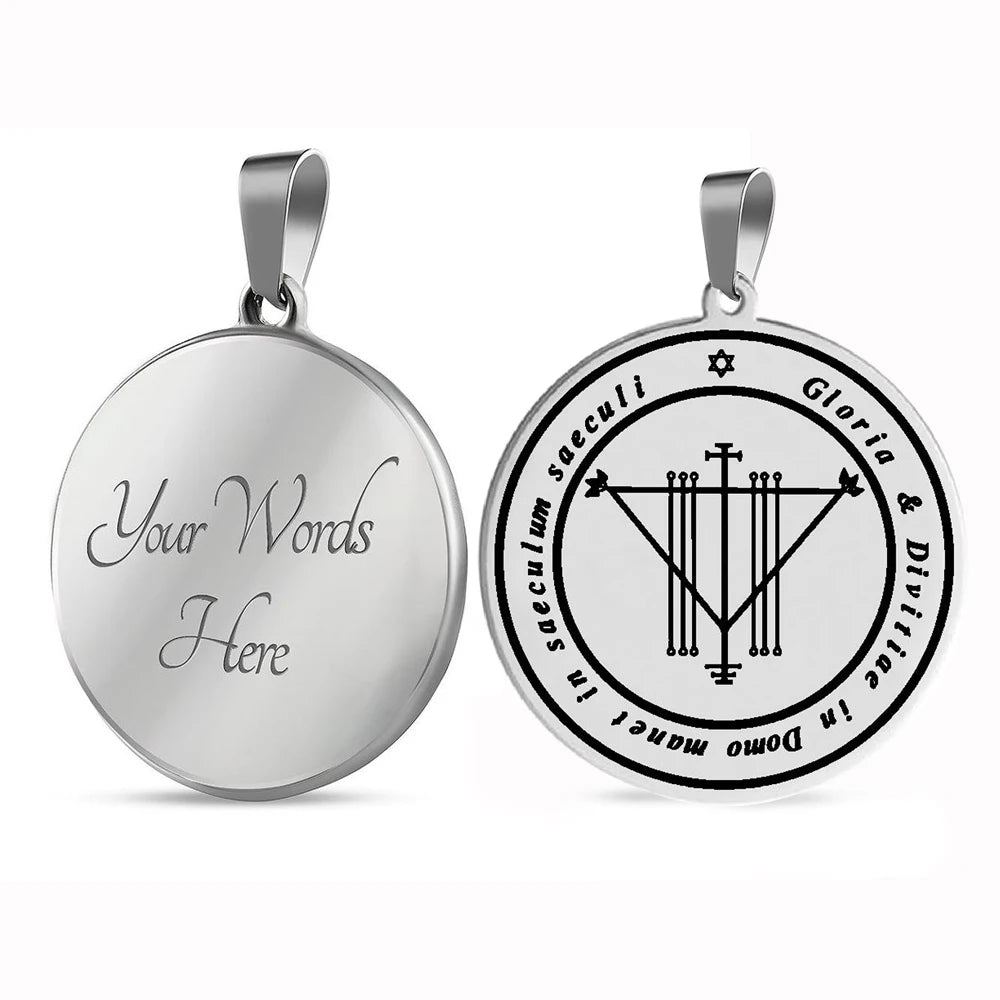Gloria Divitiae in Domo Manet in Saeculum Saeculi the Glory of Wealth in the House Remains for Ever and Ever Pendant Necklace