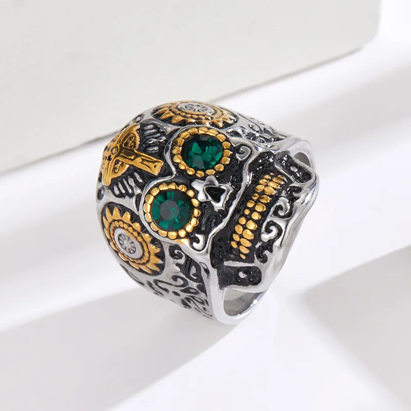 Exaggerated Skull Ring Vintage Men's Punk Skeleton Ring Gothic Ghost Head Skull Ring Fashion Metal Accessories Party Jewelry