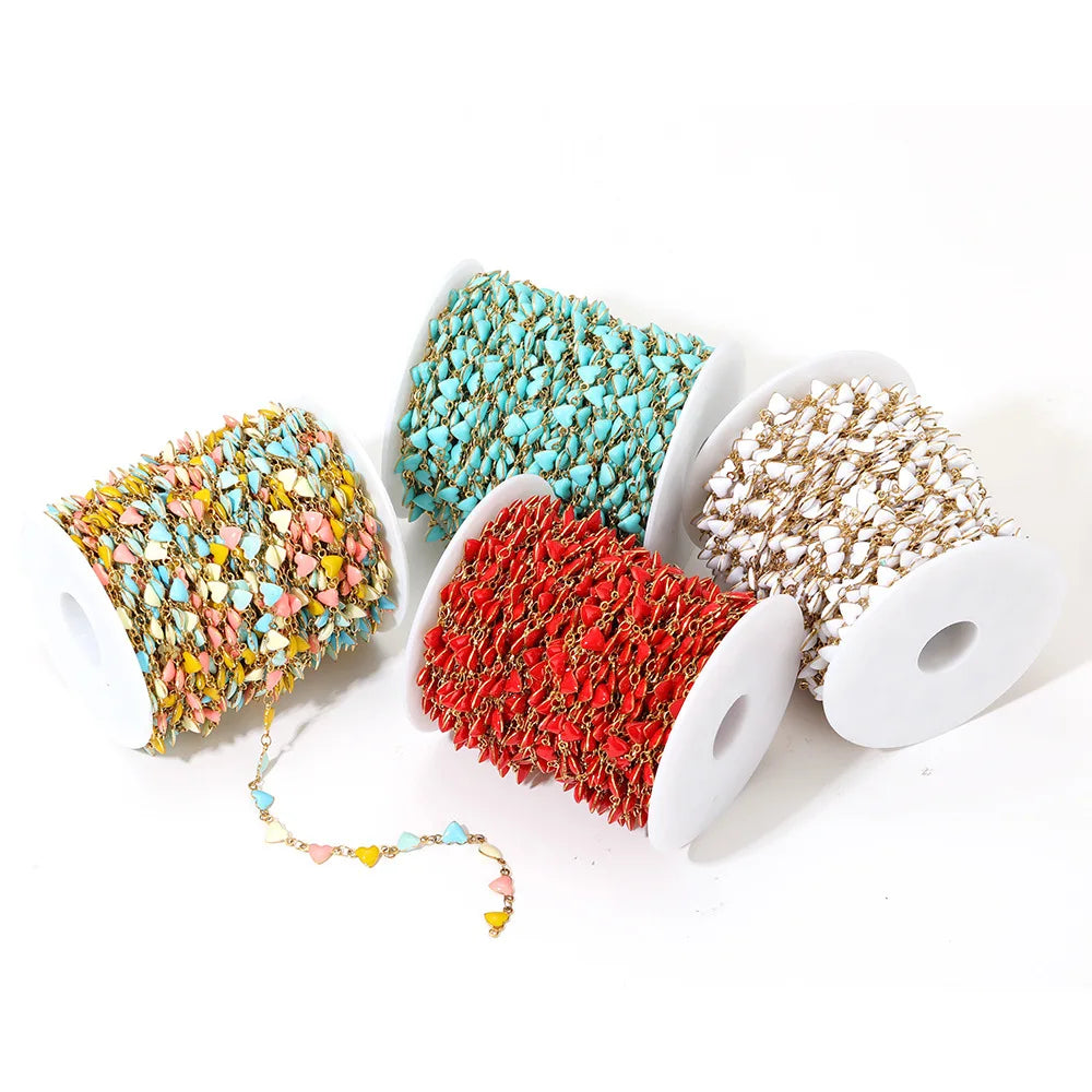 Vintage Stainless Steel Jewelry Enamel Heart Handmade Chain for Women Necklace Bracelet Making