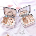 2025 Portable PU Leather Jewelry Box Organizer Cute Printed Earrings Ring Rectangle Travel Jewelry Case with Metal Switch