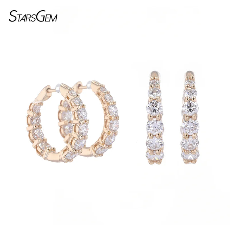 14k 10k 18k Gold Hpht Cvd Diamonds Earrings Hoops Lab Grown Diamonds Hoop Earrings Def Vs Confetti Round Diamond Hoops Earring