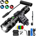 100000 Lumen 5modes 5 Color Aluminum Alloy Portable IP66 18650 Battery Rechargeable USB Waterproof LED Tactical Torch