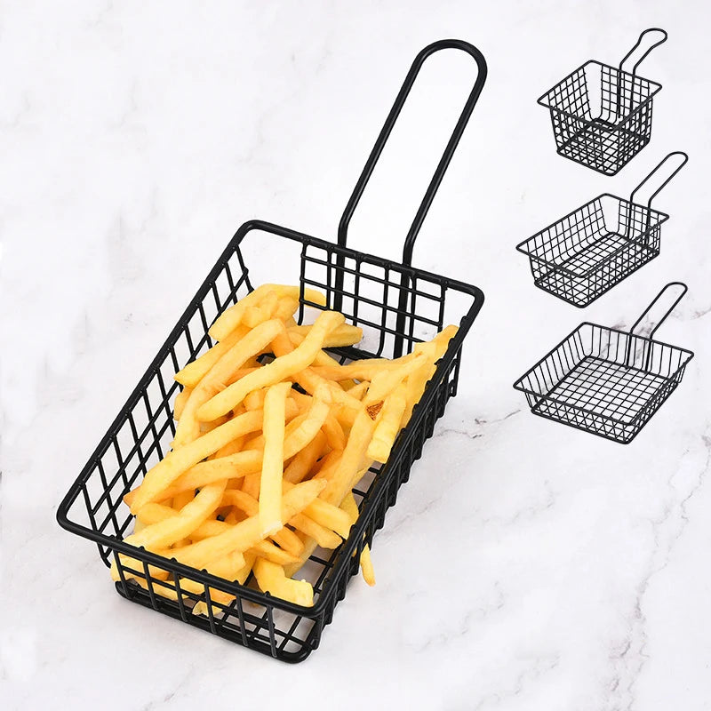 Creative Tableware  Kitchen Tools American Black Container Iron French Fries Basket Snack Storage Basket